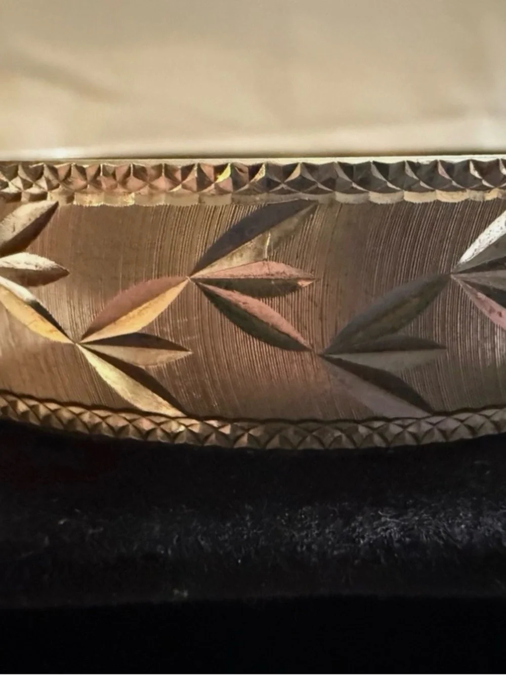Sterling Silver-CFM Smiths Engraved Bangle Bracelet -Elegant Floral Leaf Pattern